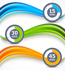 Image showing Set of wavy banners with timers