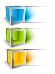 Image showing Set of banners with cubes