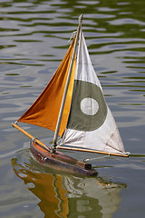 Image showing Wooden sailing boats in jardin des tuileries paris france