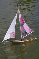 Image showing Wooden sailing boats in jardin des tuileries paris france