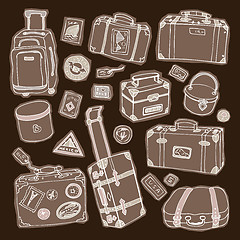 Image showing Vintage suitcases set. Travel Vector illustration.