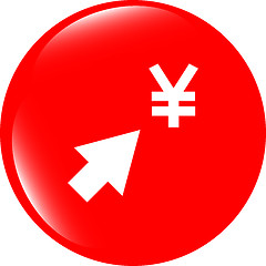 Image showing Yen currency symbol and arrow web button icon