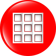 Image showing empty box sign on web icon, button isolated on white