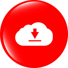 Image showing abstract cloud icon. Upload button. Load symbol. Round button