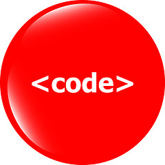 Image showing Code sign icon. Programming language symbol. Circles buttons