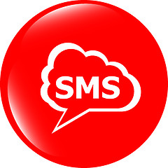 Image showing sms glossy web icon isolated on white background