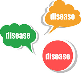 Image showing disease word on modern banner design template. set of stickers, labels, tags, clouds