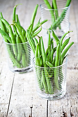 Image showing green string beans in glasses 