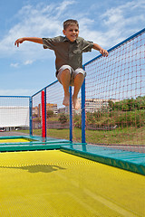 Image showing Child on a trampoline