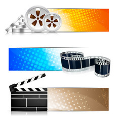 Image showing Set of banners with cinema element