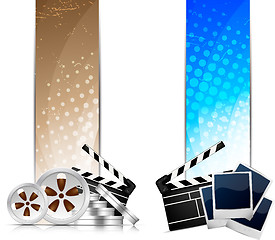 Image showing Set of banners with cinema element