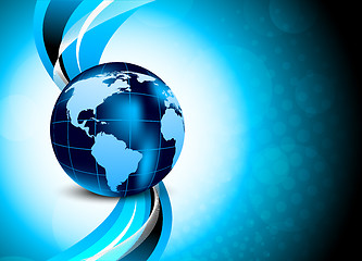 Image showing Blue background with globe