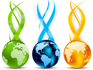 Image showing Set of banners with globes