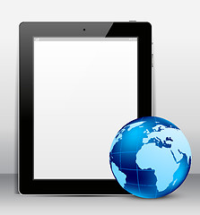 Image showing Tablet pc with globe
