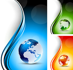 Image showing Set of backgrounds with globes