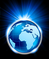 Image showing Bright blue background with globe