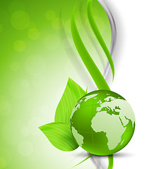 Image showing Green background with globe