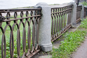 Image showing old embankment fence