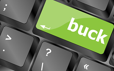 Image showing button with buck word on computer keyboard keys