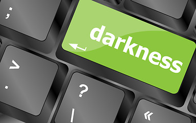 Image showing darkness word on keyboard key, notebook computer button