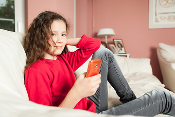 Image showing young girl mobile phone