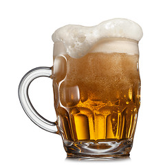 Image showing Beer in glass isolated on white