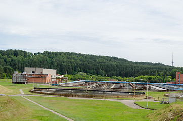 Image showing city sewage water treatment plant reservoir pools 
