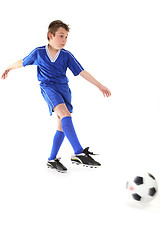 Image showing Kicking a soccer ball