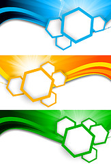 Image showing Set of banners with hexagons