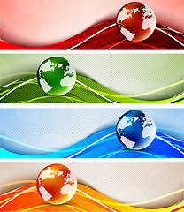 Image showing Set of banners with globes
