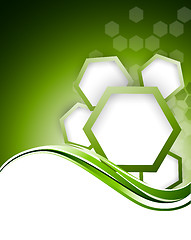 Image showing Abstract green bacgkround with hexagons