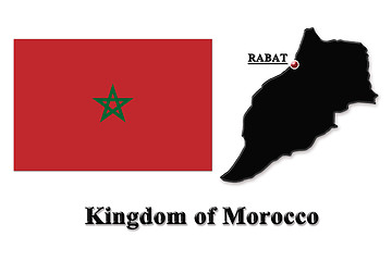 Image showing Map of Morocco in colors of its flag