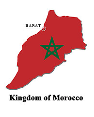 Image showing Map of Morocco in colors of its flag isolated