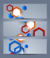 Image showing Set of banners with hexagons
