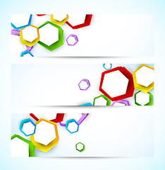 Image showing Set of banners with colorful hexagons