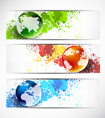 Image showing Set of banners with globes