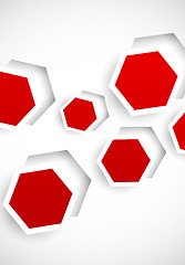 Image showing Abstract background with red hexagons