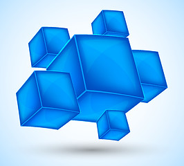 Image showing Background with blue cubes