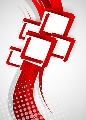 Image showing Abstract wavy background in red color