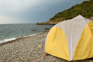 Image showing Camping on the beach