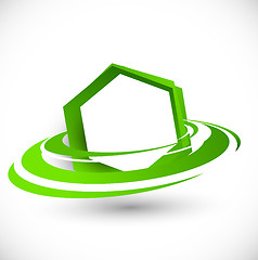 Image showing Green flying hexagon