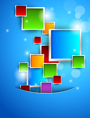 Image showing Blue background with colorful squares