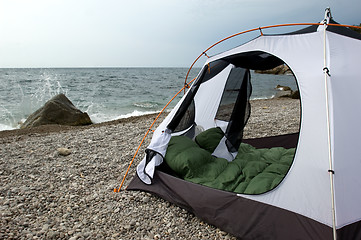 Image showing Camping on the beach