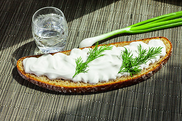 Image showing sour cream dill bread onion vodka