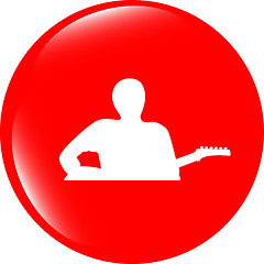 Image showing guitarist web icon button isolated on white