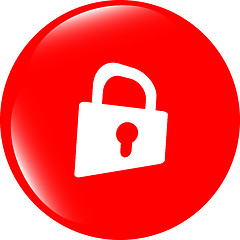 Image showing Padlock icon web sign. Rounded web app button