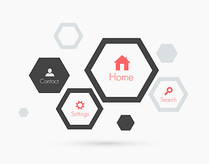 Image showing Site template with hexagons. Flat design