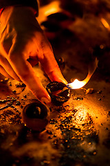 Image showing Burning candles in the Indian temple.