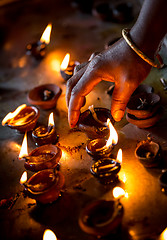 Image showing Burning candles in the Indian temple.