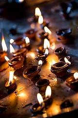 Image showing Burning candles in the Indian temple.